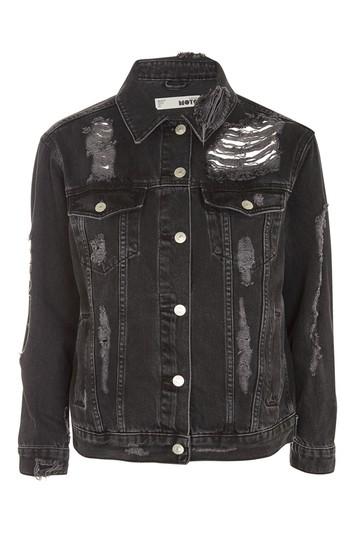 Topshop Moto Extreme Ripped Denim Jacket