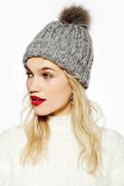 Topshop Chunky Twist Faux Fur Pom Pom Beanie