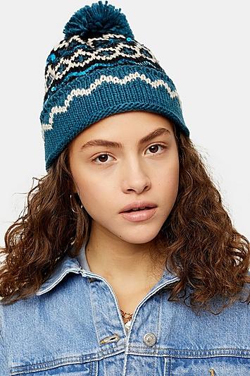 Topshop Fair Isle Sequin Beanie
