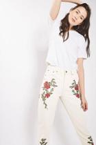 Topshop Rose Embroidered Mom Jean