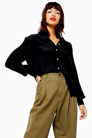 Topshop Black Silk Shirt