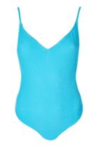 Topshop Shirred Plunge Swimsuit