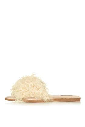 Topshop Furry Shearling Slide Shoes