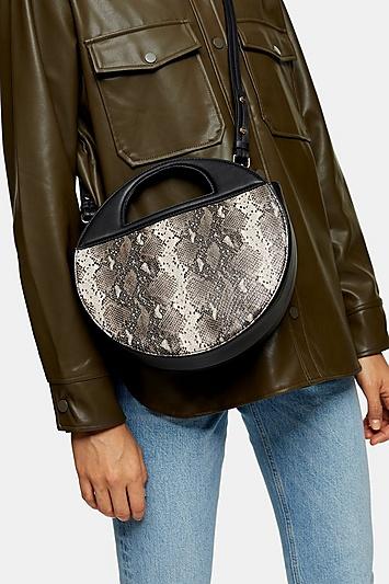 Topshop Coconut Snake Circle Cross Body Bag