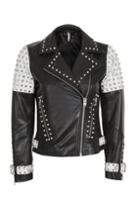 Topshop Studded Leather Biker Jacket