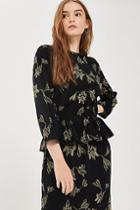 Topshop *long Sleeve Floral Print Peplum Dress By Yas