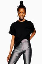 Topshop Black Boxy Roll T-shirt