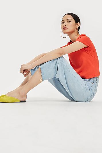 Topshop Bleach Cropped Wide Leg Jeans