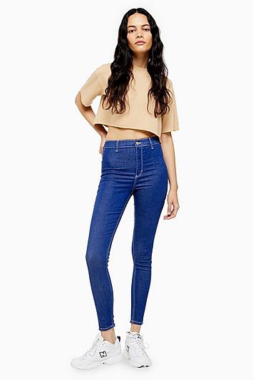 Topshop Bright Blue Belt Loop Joni Jeans