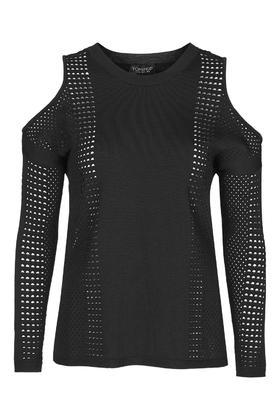 Topshop Pointelle Cold Shoulder Top