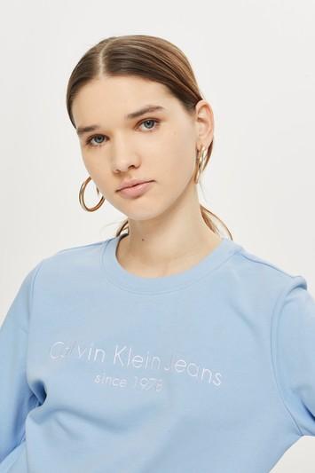 Topshop Pebble Blue Sweatshirt By Calvin Klein