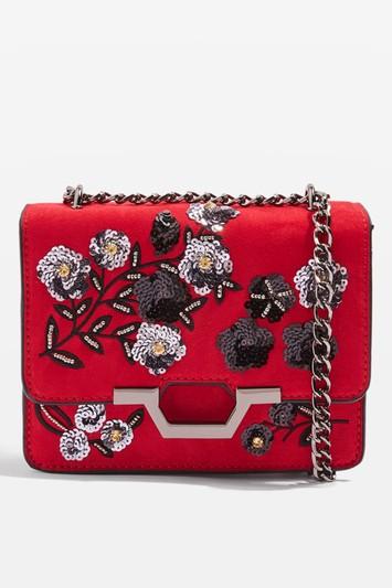 Topshop Kylie Sequin Suedette Cross Body Bag
