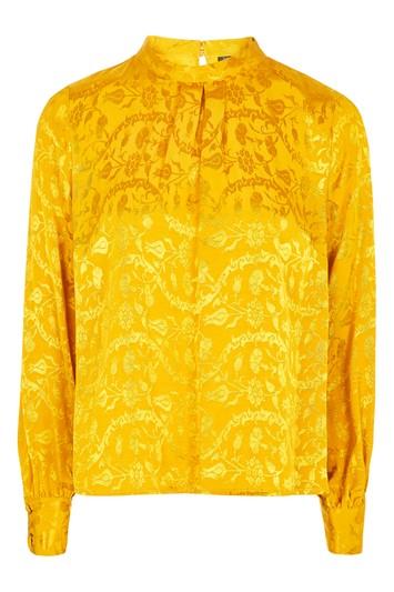 Topshop Jacquard Tuck Neck Blouse