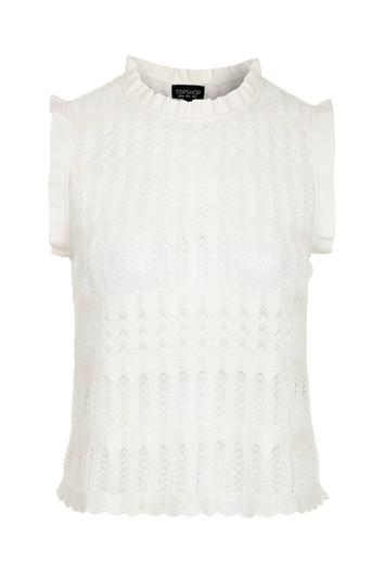 Topshop Sleeveless Sheer Stitch Knitted Top
