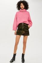 Topshop Petite Camouflage Corduroy Skirt