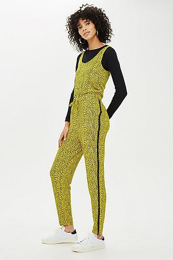 Topshop Yellow Leopard Print Jumpsuit