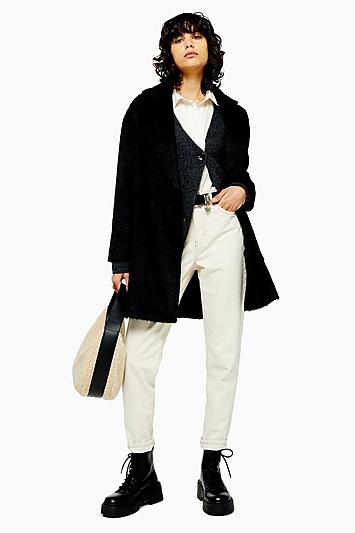 Topshop Black Double Breasted Coat
