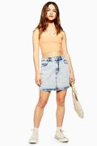 Topshop Petite Acid Wash Denim Mini Skirt