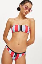Topshop High Leg Striped Bikini Bottoms