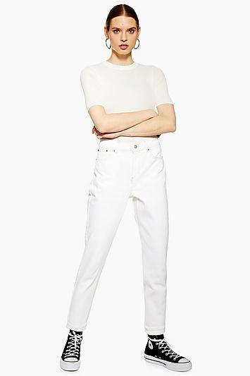 Topshop Petite Off White Mom Jeans