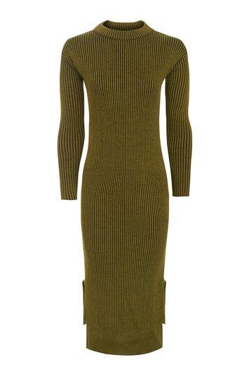 Topshop Ribbed Tie Side Midi Dress