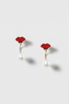 Topshop Lips And Pearl Front And Back Earrings