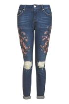 Topshop Moto Limited Edition Blossom Beaded Lucas Jeans