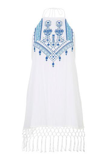 Topshop Embroidered Tassel Sundress