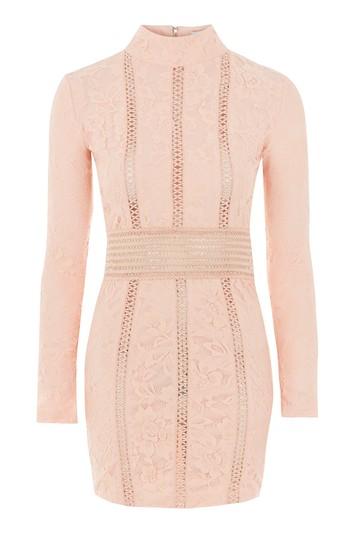Topshop *lace High Neck Dress By Rare