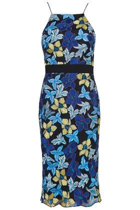 Topshop Limited Edition Embroidered Floral Midi Dress