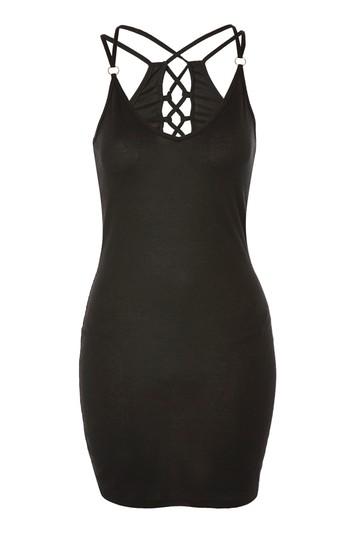 Topshop Petite Lace Up Back Mini Bodycon Dress