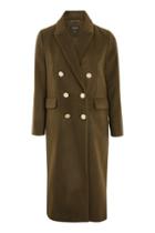 Topshop Gold Button Double Breasted Coat