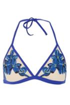 Topshop Floral Mesh Triangle Bikini Top