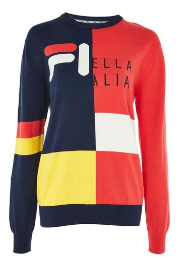 Topshop Fine Gauge Colour Block Knitted Jumper By Fila