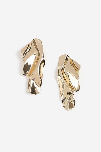 Topshop *crushed Metal Gold Look Earrings
