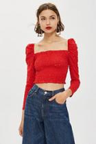 Topshop Petite Daisy Lace Shirred Top