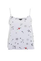 Topshop Heart Print Striped Camisole Top