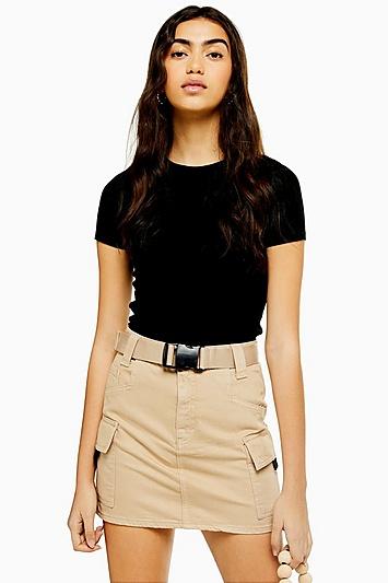 Topshop Black Shrunken T-shirt