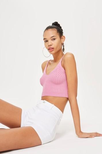 Topshop White Denim Joni Shorts