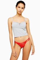 Topshop Red Strappy Lace Brazilian Knickers