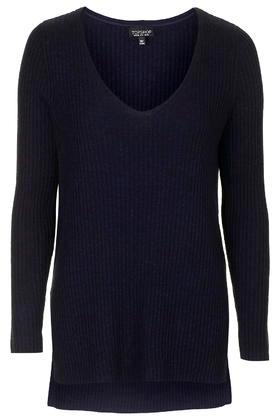 Topshop Ribbed V-neck Top