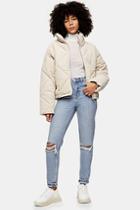 Topshop Bleach Wash Double Rip Mom Jeans