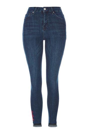 Topshop Moto Heartbreaker Embroidered Step Hem Jamie Jeans