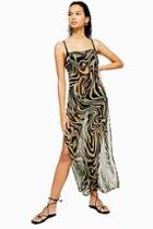 Topshop Khaki Chiffon Swirl Beach Dress