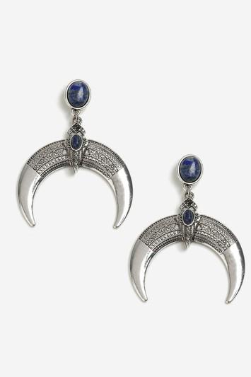 Topshop Lapis Horn Drop Earrings