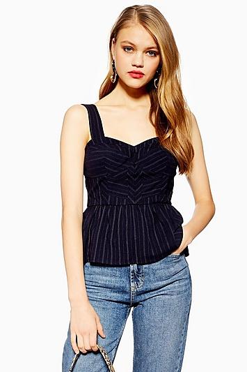 Topshop Tailored Stripe Peplum Top