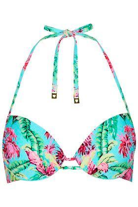 Topshop Tropical Plunge Bikini Top