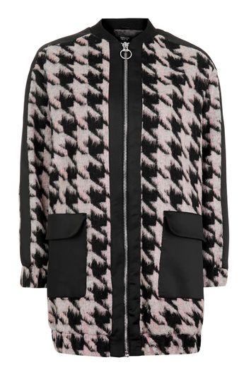 Topshop Hairy Dogtooth Urban Coat