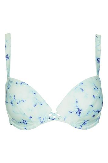 Topshop *fuller Bust Marble Plunge Bikini Top By Wolf & Whistle