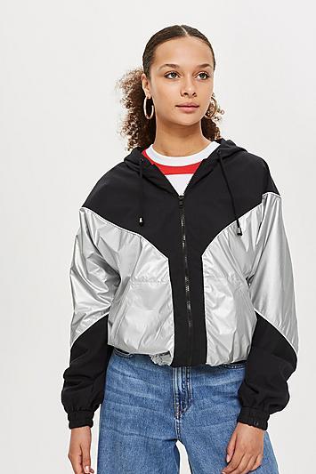 Topshop Silver Windbreaker Jacket